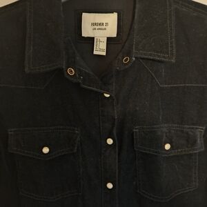 Corduroy Black Shirt / Jacket with Snaps